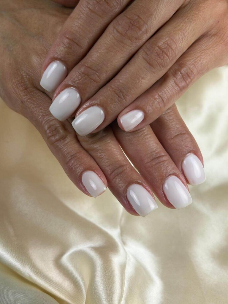 Professional natural nail manicure at E’s Nail Care in Broward County, Florida.