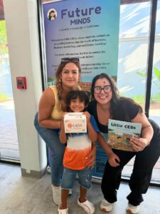 Children participating in a bilingual English-Spanish Little CEOs class by Future Minds, creating hands-on projects while learning entrepreneurship and business skills.