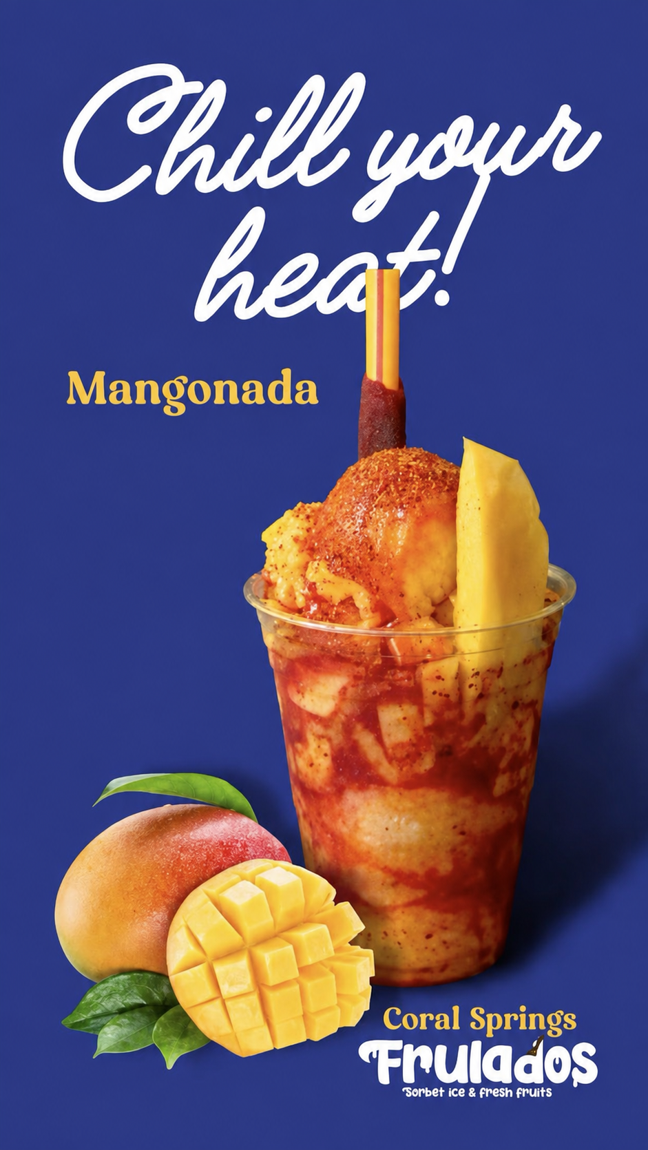 Mangonada de Cepifrutty preparada con mango, raspado y sabores tropicales en Coral Springs